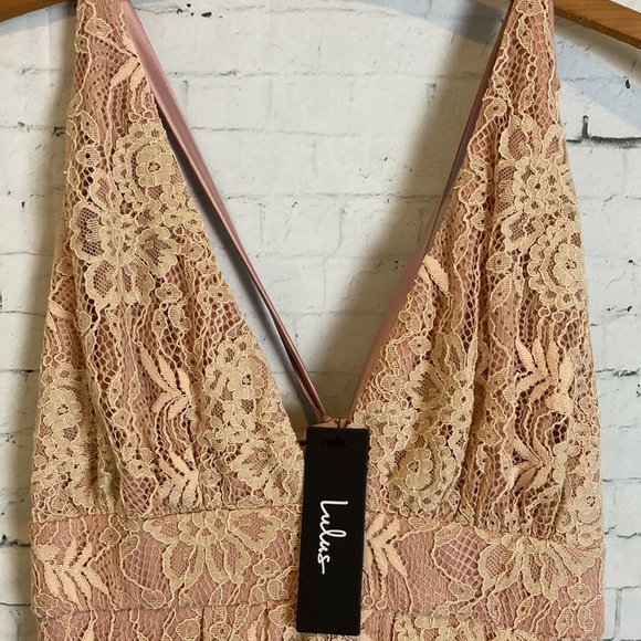 Lulu’s NWT Stolen Moments Dusty Pink Blush Lace Plus Size Maxi Dress 1X Hoco - Picture 9 of 16